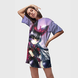 Футболка женская длинная Там бьются наши воины, цвет: 3D-принт — фото 2