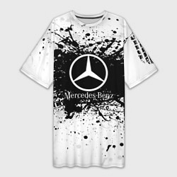 Футболка женская длинная Mercedes-Benz: Black Spray, цвет: 3D-принт