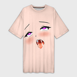 Футболка женская длинная Ahegao Face, цвет: 3D-принт