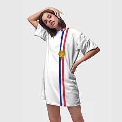 Футболка женская длинная Франция: лента с гербом, цвет: 3D-принт — фото 2