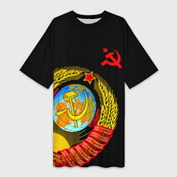 Футболка женская длинная Герб СССР, цвет: 3D-принт