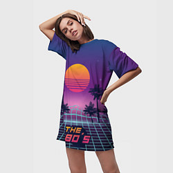 Футболка женская длинная The 80s Beach, цвет: 3D-принт — фото 2