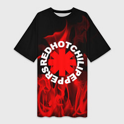 Футболка женская длинная RHCP: Red Flame, цвет: 3D-принт