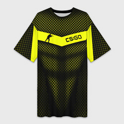 Женская длинная футболка CS:GO Yellow Carbon