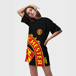 Футболка женская длинная FC Man United: Black Exclusive, цвет: 3D-принт — фото 2