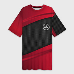 Футболка женская длинная Mercedes Benz: Red Sport, цвет: 3D-принт