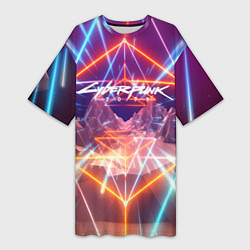 Женская длинная футболка Cyberpunk 2077: Neon Lines