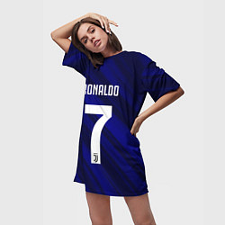 Футболка женская длинная Ronaldo 7: Blue Sport, цвет: 3D-принт — фото 2