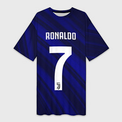 Футболка женская длинная Ronaldo 7: Blue Sport, цвет: 3D-принт