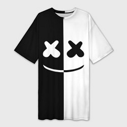 Женская длинная футболка Marshmello: Black & White