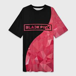 Женская длинная футболка Black Pink: Pink Polygons