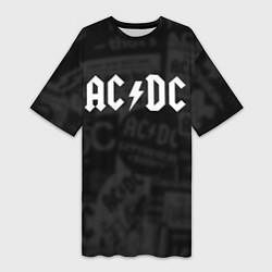 Футболка женская длинная AC/DC: Black Rock, цвет: 3D-принт