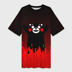 Футболка женская длинная Kumamon: Hell Flame, цвет: 3D-принт