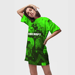 Футболка женская длинная Minecraft: Green World, цвет: 3D-принт — фото 2