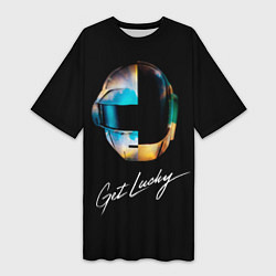 Футболка женская длинная Daft Punk: Get Lucky, цвет: 3D-принт