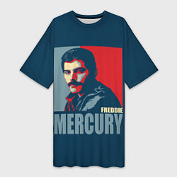 Футболка женская длинная Queen: Freddie Mercury, цвет: 3D-принт