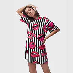 Футболка женская длинная Kiss Me - pattern, цвет: 3D-принт — фото 2