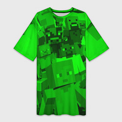 Футболка женская длинная Minecraft game characters, цвет: 3D-принт