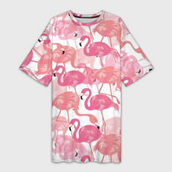 Женская длинная футболка Рай фламинго