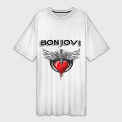 Женская длинная футболка Bon Jovi
