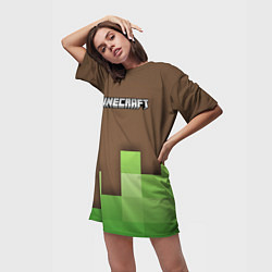 Футболка женская длинная Minecraft - Логотип, цвет: 3D-принт — фото 2