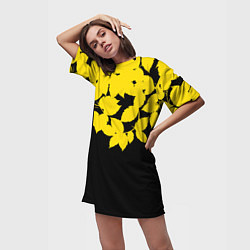 Футболка женская длинная Желтые Листья - Минимализм, цвет: 3D-принт — фото 2