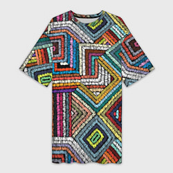 Женская длинная футболка Этнический орнамент вышивка