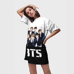 Футболка женская длинная BTS постер, цвет: 3D-принт — фото 2