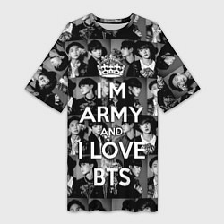 Футболка женская длинная I am army and I lover BTS, цвет: 3D-принт