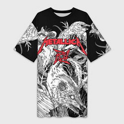 Футболка женская длинная Metallica крысы зомби, цвет: 3D-принт