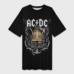 Футболка женская длинная ACDC - hells bells, цвет: 3D-принт