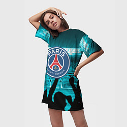 Футболка женская длинная Пари Сен Жермен, цвет: 3D-принт — фото 2
