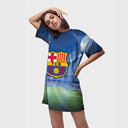 Футболка женская длинная FC Barcelona, цвет: 3D-принт — фото 2