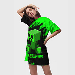 Футболка женская длинная MINECRAFT CREEPER, цвет: 3D-принт — фото 2