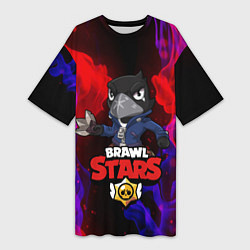 Футболка женская длинная Brawl Stars CROW, цвет: 3D-принт