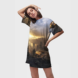 Футболка женская длинная Сталкер, цвет: 3D-принт — фото 2