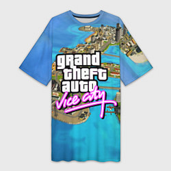 Футболка женская длинная GRAND THEFT AUTO:VICE CITY, цвет: 3D-принт