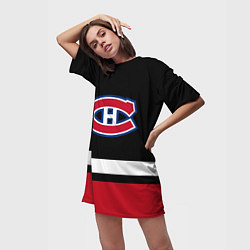 Футболка женская длинная Монреаль Канадиенс, цвет: 3D-принт — фото 2