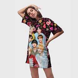 Футболка женская длинная I Love BTS, цвет: 3D-принт — фото 2