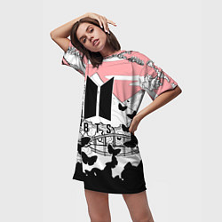 Футболка женская длинная BTS, цвет: 3D-принт — фото 2