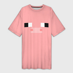 Футболка женская длинная Minecraft Pig, цвет: 3D-принт