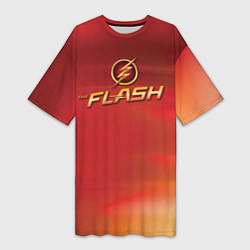 Футболка женская длинная The Flash Logo Pattern, цвет: 3D-принт