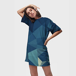 Футболка женская длинная DARK BLUE, цвет: 3D-принт — фото 2