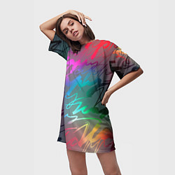 Футболка женская длинная Узоры, цвет: 3D-принт — фото 2