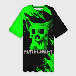 Женская длинная футболка MINECRAFT CREEPER CAT