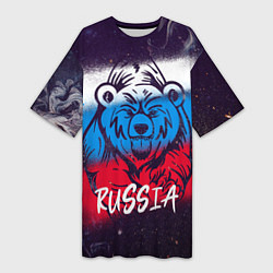 Женская длинная футболка Russia Bear