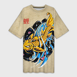 Женская длинная футболка Золотая рыба кои