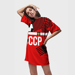 Футболка женская длинная Форма сборной по футболу 1991, цвет: 3D-принт — фото 2