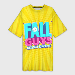 Футболка женская длинная Fall Guys, цвет: 3D-принт