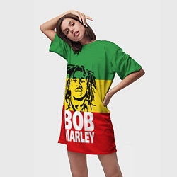 Футболка женская длинная Bob Marley, цвет: 3D-принт — фото 2